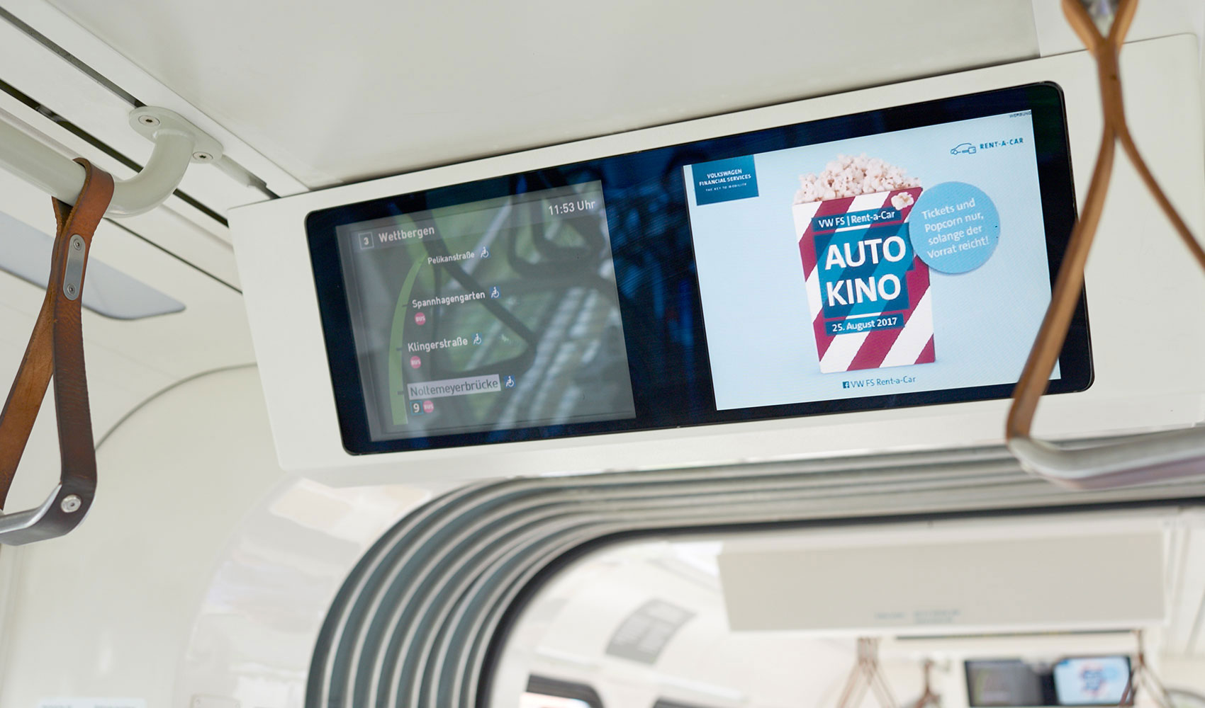 VWFS Rent-a-Car Autokino Bildschirmwerbung Straßenbahn